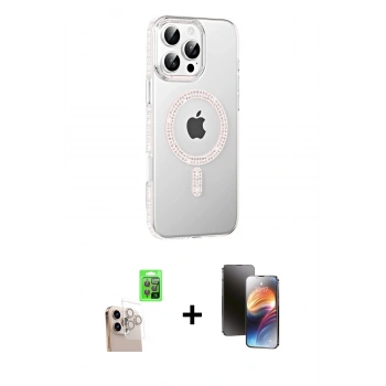 MARSİLYAN™- iPhone 16 Pro Max Kılıf Yörünge Koleksiyonu - Siyah 3D Antistatik Mat Seramik Nano Ekran Koruyucu + Raze Metal Kamera Lens - NLGY