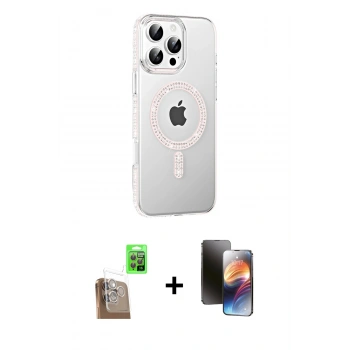 MARSİLYAN™- iPhone 16 Pro Max Kılıf Yörünge Koleksiyonu - Siyah 3D Antistatik Mat Seramik Nano Ekran Koruyucu + Raze Metal Kamera Lens - CLTM