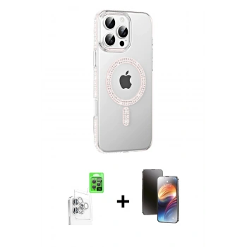 MARSİLYAN™- iPhone 16 Pro Max Kılıf Yörünge Koleksiyonu - Siyah 3D Antistatik Mat Seramik Nano Ekran Koruyucu + Raze Metal Kamera Lens - BZ