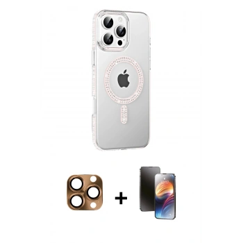 MARSİLYAN™- iPhone 16 Pro Max Kılıf Yörünge Koleksiyonu - Siyah 3D Antistatik Mat Seramik Nano Ekran Koruyucu + Pers Alüminyum Kamera Lens - CLTM