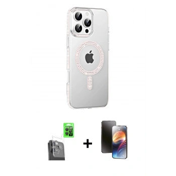 MARSİLYAN™- iPhone 16 Pro Max Kılıf Yörünge Koleksiyonu - Siyah 3D Antistatik Mat Seramik Nano Ekran Koruyucu + Raze Metal Kamera Lens - SH