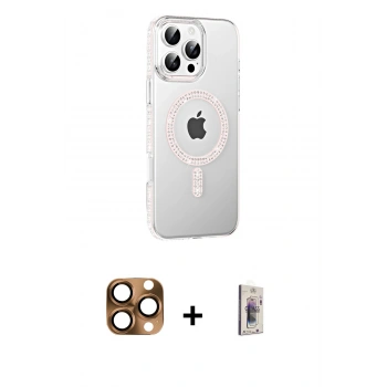 MARSİLYAN™- iPhone 16 Pro Max Kılıf Yörünge Koleksiyonu - Siyah Bilvis 3D Cam Ekran Koruyucu + Pers Alüminyum Kamera Lens - CLTM