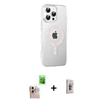 MARSİLYAN™- iPhone 16 Pro Max Kılıf Yörünge Koleksiyonu - Siyah Bilvis 3D Cam Ekran Koruyucu + Raze Metal Kamera Lens - NLGY
