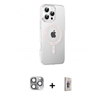 MARSİLYAN™- iPhone 16 Pro Max Kılıf Yörünge Koleksiyonu - Siyah Bilvis 3D Cam Ekran Koruyucu + Pers Alüminyum Kamera Lens - GI