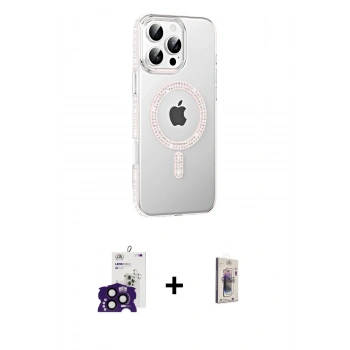 MARSİLYAN™- iPhone 16 Pro Max Kılıf Yörünge Koleksiyonu - Siyah Bilvis 3D Cam Ekran Koruyucu + Bilvis Titan Kamera Lens - SH