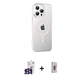 MARSİLYAN™- iPhone 16 Pro Max Kılıf Yörünge Koleksiyonu - Siyah Bilvis 3D Cam Ekran Koruyucu + Bilvis Titan Kamera Lens - TMGI