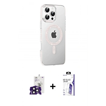 MARSİLYAN™- iPhone 16 Pro Max Kılıf Yörünge Koleksiyonu - Siyah Bilvis 3X AR HD Cam Ekran Koruyucu + Bilvis Titan Kamera Lens - SH
