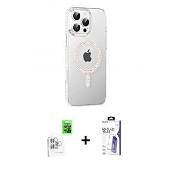 MARSİLYAN™- iPhone 16 Pro Max Kılıf Yörünge Koleksiyonu - Siyah Bilvis 3X AR HD Cam Ekran Koruyucu + Raze Metal Kamera Lens - BZ