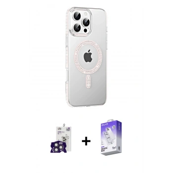 MARSİLYAN™- iPhone 16 Pro Max Kılıf Yörünge Koleksiyonu - Siyah Bilvis 5in1 3D Magic Cam Ekran Koruyucu + Bilvis Titan Kamera Lens - TMGI