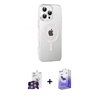 MARSİLYAN™- iPhone 16 Pro Max Kılıf Yörünge Koleksiyonu - Siyah Bilvis 5in1 5D Magic Hayalet Cam Ekran Koruyucu + Bilvis Titan Kamera Lens - GS
