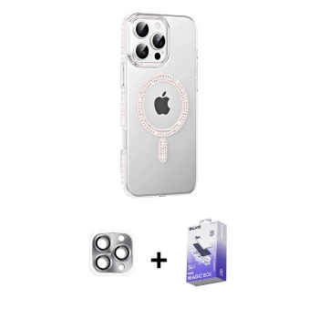 MARSİLYAN™- iPhone 16 Pro Max Kılıf Yörünge Koleksiyonu - Siyah Bilvis 5in1 5D Magic Hayalet Cam Ekran Koruyucu + Pers Alüminyum Kamera Lens - GI