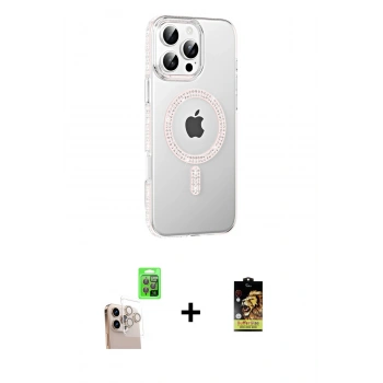 MARSİLYAN™- iPhone 16 Pro Max Kılıf Yörünge Koleksiyonu - Siyah Buffer Cam Ekran Koruyucu + Raze Metal Kamera Lens - NLGY