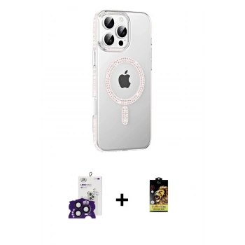 MARSİLYAN™- iPhone 16 Pro Max Kılıf Yörünge Koleksiyonu - Siyah Buffer Cam Ekran Koruyucu + Bilvis Titan Kamera Lens - SH