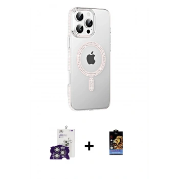 MARSİLYAN™- iPhone 16 Pro Max Kılıf Yörünge Koleksiyonu - Siyah Buffer Hayalet Cam Ekran Koruyucu + Bilvis Titan Kamera Lens - GS