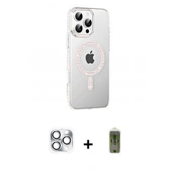 MARSİLYAN™- iPhone 16 Pro Max Kılıf Yörünge Koleksiyonu - Siyah Joko Magic 5D Hayalet Cam + Pers Alüminyum Kamera Lens - GS