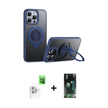 MARSİLYAN™- iPhone 16 Pro Max Kılıf Zirve Çizgi Prime - Siyah 360 Mat Full Body Arka Koruyucu + Raze Metal Kamera Lens - BZ