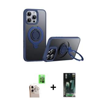 MARSİLYAN™- iPhone 16 Pro Max Kılıf Zirve Çizgi Prime - Siyah 360 Mat Full Body Arka Koruyucu + Raze Metal Kamera Lens - NLGY