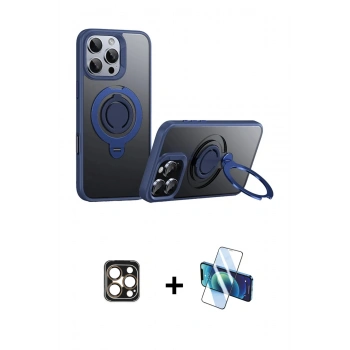 MARSİLYAN™- iPhone 16 Pro Max Kılıf Zirve Çizgi Prime - Siyah 3D Antistatik Cam Ekran Koruyucu + PVD Metal Kamera Lens - GD