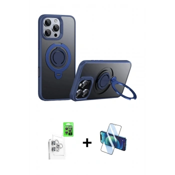 MARSİLYAN™- iPhone 16 Pro Max Kılıf Zirve Çizgi Prime - Siyah 3D Antistatik Cam Ekran Koruyucu + Raze Metal Kamera Lens - BZ