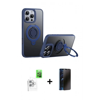 MARSİLYAN™- iPhone 16 Pro Max Kılıf Zirve Çizgi Prime - Siyah 3D Antistatik Hayalet Cam Ekran Koruyucu + Raze Metal Kamera Lens - BZ