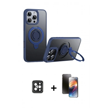 MARSİLYAN™- iPhone 16 Pro Max Kılıf Zirve Çizgi Prime - Siyah 3D Antistatik Mat Seramik Nano Ekran Koruyucu + PVD Metal Kamera Lens - SH