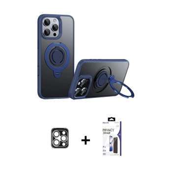 MARSİLYAN™- iPhone 16 Pro Max Kılıf Zirve Çizgi Prime - Siyah Bilvis 3X AR Hayalet Cam Ekran Koruyucu + PVD Metal Kamera Lens - GS