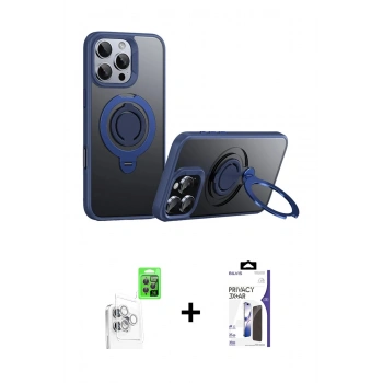 MARSİLYAN™- iPhone 16 Pro Max Kılıf Zirve Çizgi Prime - Siyah Bilvis 3X AR Hayalet Cam Ekran Koruyucu + Raze Metal Kamera Lens - BZ