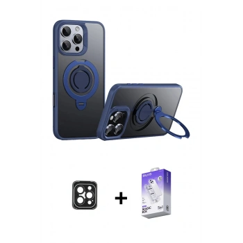 MARSİLYAN™- iPhone 16 Pro Max Kılıf Zirve Çizgi Prime - Siyah Bilvis 5in1 3D Magic Cam Ekran Koruyucu + PVD Metal Kamera Lens - SH