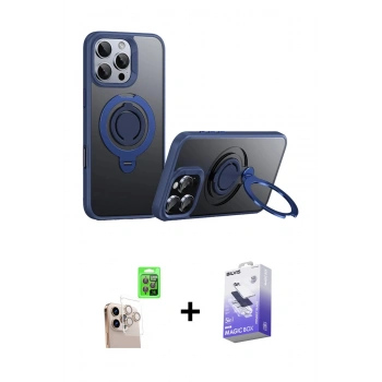 MARSİLYAN™- iPhone 16 Pro Max Kılıf Zirve Çizgi Prime - Siyah Bilvis 5in1 5D Magic Hayalet Cam Ekran Koruyucu + Raze Metal Kamera Lens - NLGY