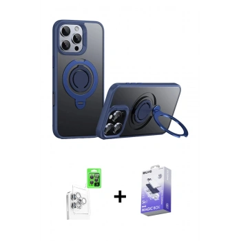 MARSİLYAN™- iPhone 16 Pro Max Kılıf Zirve Çizgi Prime - Siyah Bilvis 5in1 5D Magic Hayalet Cam Ekran Koruyucu + Raze Metal Kamera Lens - BZ