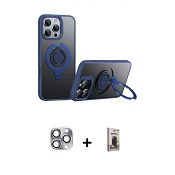 MARSİLYAN™- iPhone 16 Pro Max Kılıf Zirve Çizgi Prime - Siyah Bilvis Hayalet Cam Ekran Koruyucu + Pers Alüminyum Kamera Lens - GI
