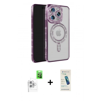 MARSİLYAN™- iPhone 16 Pro Max Kılıf Zirve Doku Prime - Şeffaf Pasifik Cam Ekran Koruyucu + Raze Metal Kamera Lens - BZ