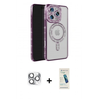 MARSİLYAN™- iPhone 16 Pro Max Kılıf Zirve Doku Prime - Şeffaf Pasifik Cam Ekran Koruyucu + Pers Alüminyum Kamera Lens - GS
