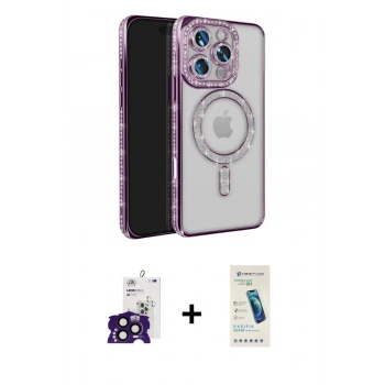 MARSİLYAN™- iPhone 16 Pro Max Kılıf Zirve Doku Prime - Şeffaf Pasifik Cam Ekran Koruyucu + Bilvis Titan Kamera Lens - SH