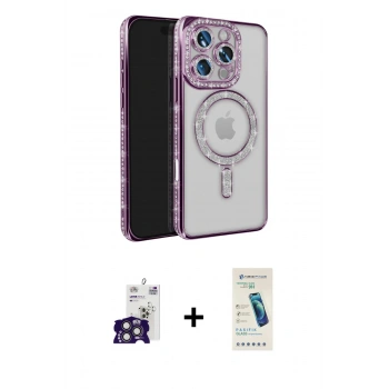 MARSİLYAN™- iPhone 16 Pro Max Kılıf Zirve Doku Prime - Şeffaf Pasifik Cam Ekran Koruyucu + Bilvis Titan Kamera Lens - TMGI