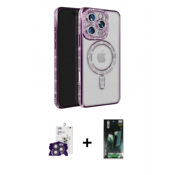 MARSİLYAN™- iPhone 16 Pro Max Kılıf Zirve Doku Prime - Siyah 360 Mat Full Body Arka Koruyucu + Bilvis Titan Kamera Lens - GS