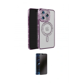 MARSİLYAN™- iPhone 16 Pro Max Kılıf Zirve Doku Prime - Siyah 3D Antistatik Hayalet Cam Ekran Koruyucu