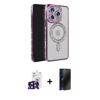 MARSİLYAN™- iPhone 16 Pro Max Kılıf Zirve Doku Prime - Siyah 3D Antistatik Hayalet Cam Ekran Koruyucu + Bilvis Titan Kamera Lens - SH