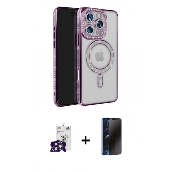 MARSİLYAN™- iPhone 16 Pro Max Kılıf Zirve Doku Prime - Siyah 3D Antistatik Hayalet Cam Ekran Koruyucu + Bilvis Titan Kamera Lens - TMGI