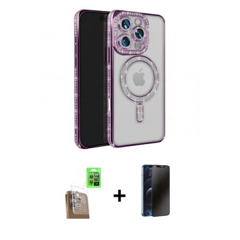 MARSİLYAN™- iPhone 16 Pro Max Kılıf Zirve Doku Prime - Siyah 3D Antistatik Hayalet Cam Ekran Koruyucu + Raze Metal Kamera Lens - CLTM