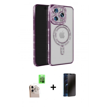 MARSİLYAN™- iPhone 16 Pro Max Kılıf Zirve Doku Prime - Siyah 3D Antistatik Hayalet Cam Ekran Koruyucu + Raze Metal Kamera Lens - NLGY
