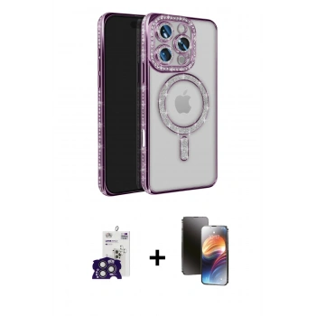 MARSİLYAN™- iPhone 16 Pro Max Kılıf Zirve Doku Prime - Siyah 3D Antistatik Mat Seramik Nano Ekran Koruyucu + Bilvis Titan Kamera Lens - TMGI