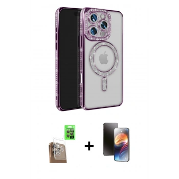 MARSİLYAN™- iPhone 16 Pro Max Kılıf Zirve Doku Prime - Siyah 3D Antistatik Mat Seramik Nano Ekran Koruyucu + Raze Metal Kamera Lens - CLTM