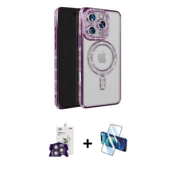 MARSİLYAN™- iPhone 16 Pro Max Kılıf Zirve Doku Prime - Siyah 3D Antistatik Seramik Nano Ekran Koruyucu + Bilvis Titan Kamera Lens - GS