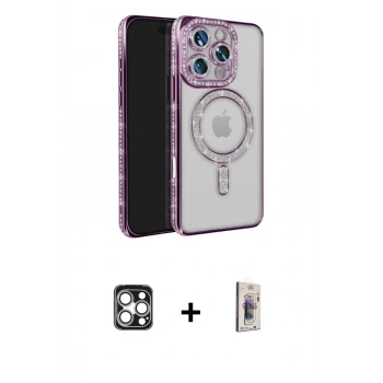 MARSİLYAN™- iPhone 16 Pro Max Kılıf Zirve Doku Prime - Siyah Bilvis 3D Cam Ekran Koruyucu + PVD Metal Kamera Lens - GS