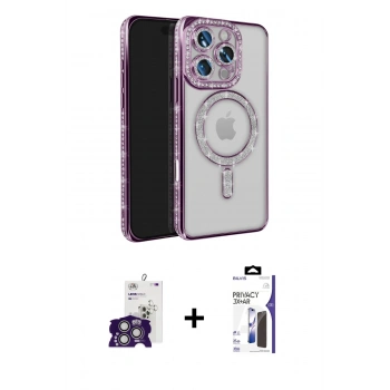 MARSİLYAN™- iPhone 16 Pro Max Kılıf Zirve Doku Prime - Siyah Bilvis 3X AR Hayalet Cam Ekran Koruyucu + Bilvis Titan Kamera Lens - GS