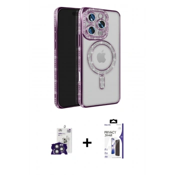 MARSİLYAN™- iPhone 16 Pro Max Kılıf Zirve Doku Prime - Siyah Bilvis 3X AR Hayalet Cam Ekran Koruyucu + Bilvis Titan Kamera Lens - TMGI