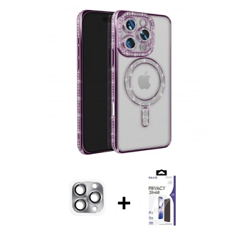 MARSİLYAN™- iPhone 16 Pro Max Kılıf Zirve Doku Prime - Siyah Bilvis 3X AR Hayalet Cam Ekran Koruyucu + Pers Alüminyum Kamera Lens - GI