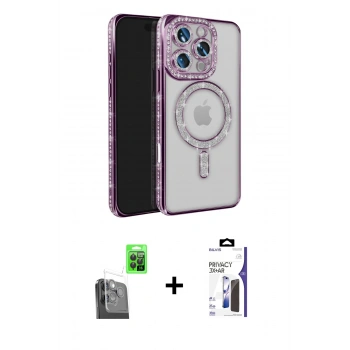 MARSİLYAN™- iPhone 16 Pro Max Kılıf Zirve Doku Prime - Siyah Bilvis 3X AR Hayalet Cam Ekran Koruyucu + Raze Metal Kamera Lens - SH