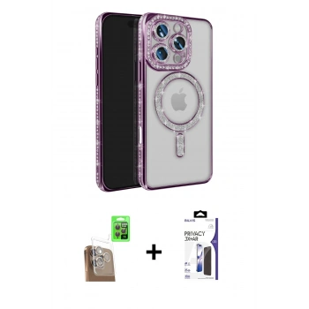 MARSİLYAN™- iPhone 16 Pro Max Kılıf Zirve Doku Prime - Siyah Bilvis 3X AR Hayalet Cam Ekran Koruyucu + Raze Metal Kamera Lens - CLTM